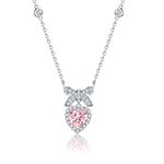 FANCIME Sugar Bow and Pink Heart CZ Sterling Silver Necklace Main