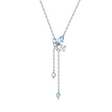 Fanci "Aqua Bliss" Butterfly Dangling Sterling Silver Necklace Blue Main