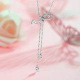 FANCIME “Momoiro Bow” Sweet Bow Pink Long Drop Sterling Silver Necklace Back