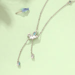Fanci "Aqua Bliss" Butterfly Dangling Sterling Silver Necklace Blue Back