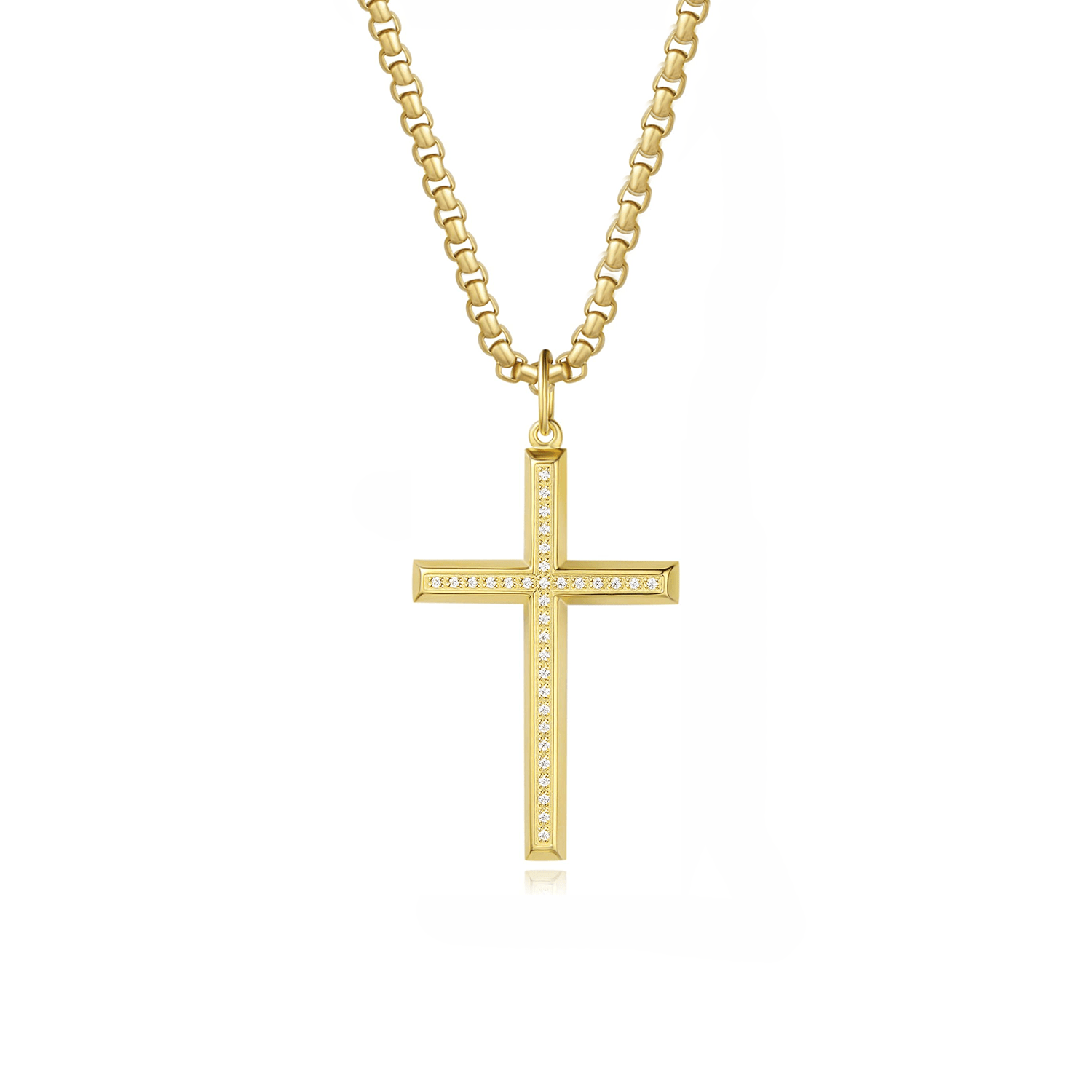 FANCIME Mens Beveled Cross 925 Silver Necklace Main