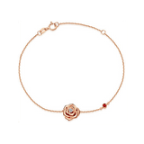 rose flower strand bracelet for women with red ruby and white diamond