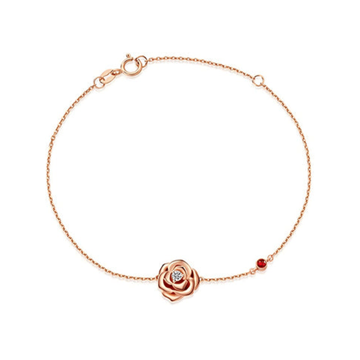 "My Rose" Flower Ruby 14K Rose Gold Bracelet