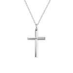 FANCIME Beveled Edge Cross Sterling Silver Necklace Main
