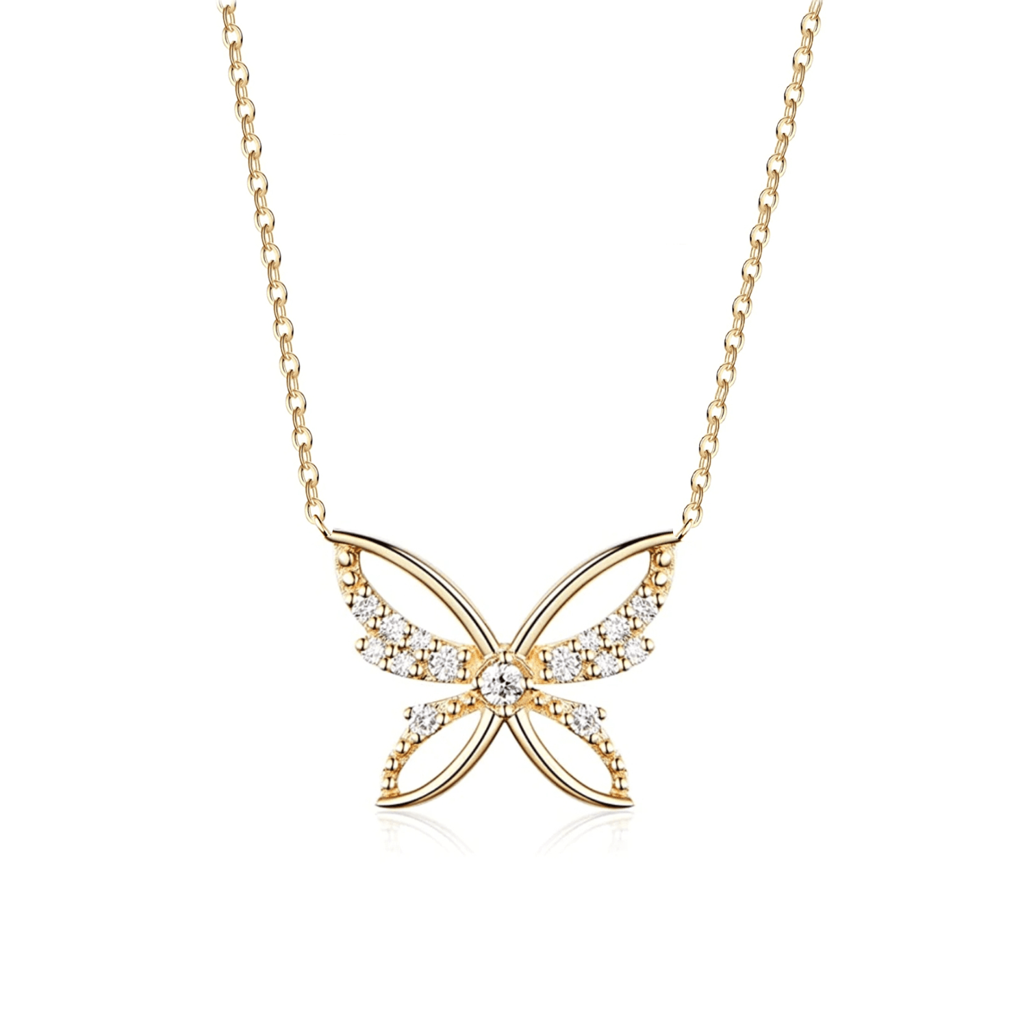 FANCIME "Yellow Cosmo" Diamond Butterfly 14K Yellow Gold Necklace Main