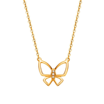 FANCIME “Faye” Small Diamonds Butterfly 14K Yellow Gold Necklace Main