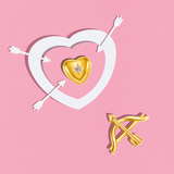 FANCIME Diamond Sweet Heart 18K Yellow Gold Stud Earrings Show