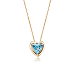 FANCIME Blue Topaz Heart Birthstone 14K Solid Yellow Gold Necklace Main