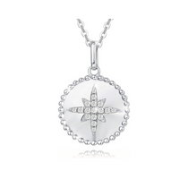 FANCIME Celestial North Star Round Disc Coin 14K Solid Gold Necklace Main