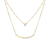 FANCIME Double Chain Minimalist Diamond 14k Yellow Gold Necklace Main