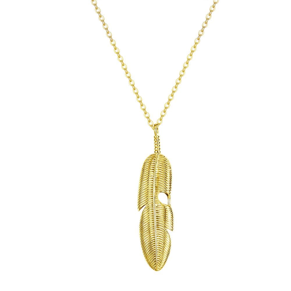 FANCIME Feather Charm 14 Solid Yellow Gold Necklace Main