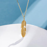 FANCIME Feather Charm 14 Solid Yellow Gold Necklace Detail
