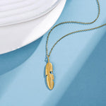 FANCIME Feather Charm 14 Solid Yellow Gold Necklace Full