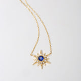 FANCIME "Golden Burst" Blue Sapphire Star 18K Yellow Gold Necklace Show