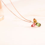 FANCIME "Sara" Pink Yellow Green Tourmaline Diamond 18K Yellow Gold Necklace Side