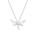 FANCIME CZ Dragonfly 14k Solid White Gold Necklace Main