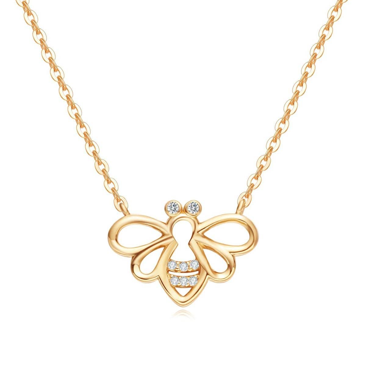 Fancime "Be Bright" Minimalist Dainty Bee Yellow Gold Necklace Main