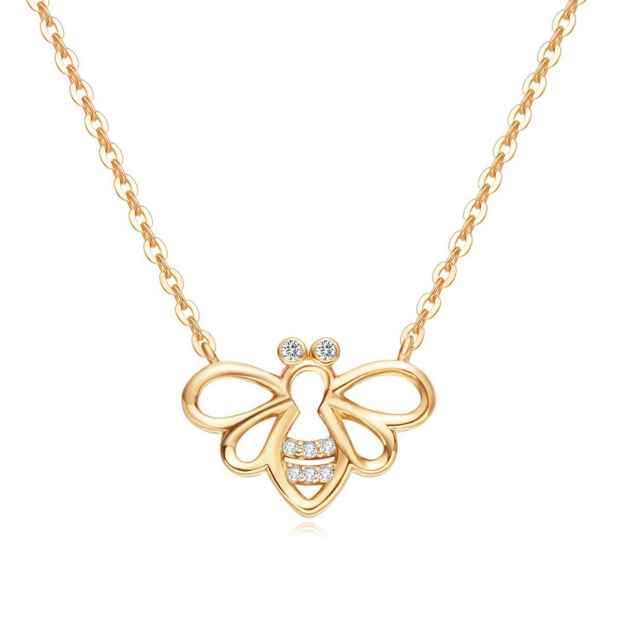 "Be Bright" Minimalist Dainty Bee Yellow Gold Necklace