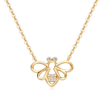 Collar minimalista delicado "Be Bright" con abeja en oro amarillo