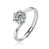 FANCIME Moissanite Six Prong Engagement Sterling Silver Ring Main