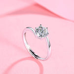 FANCIME Moissanite Six Prong Engagement Sterling Silver Ring Show