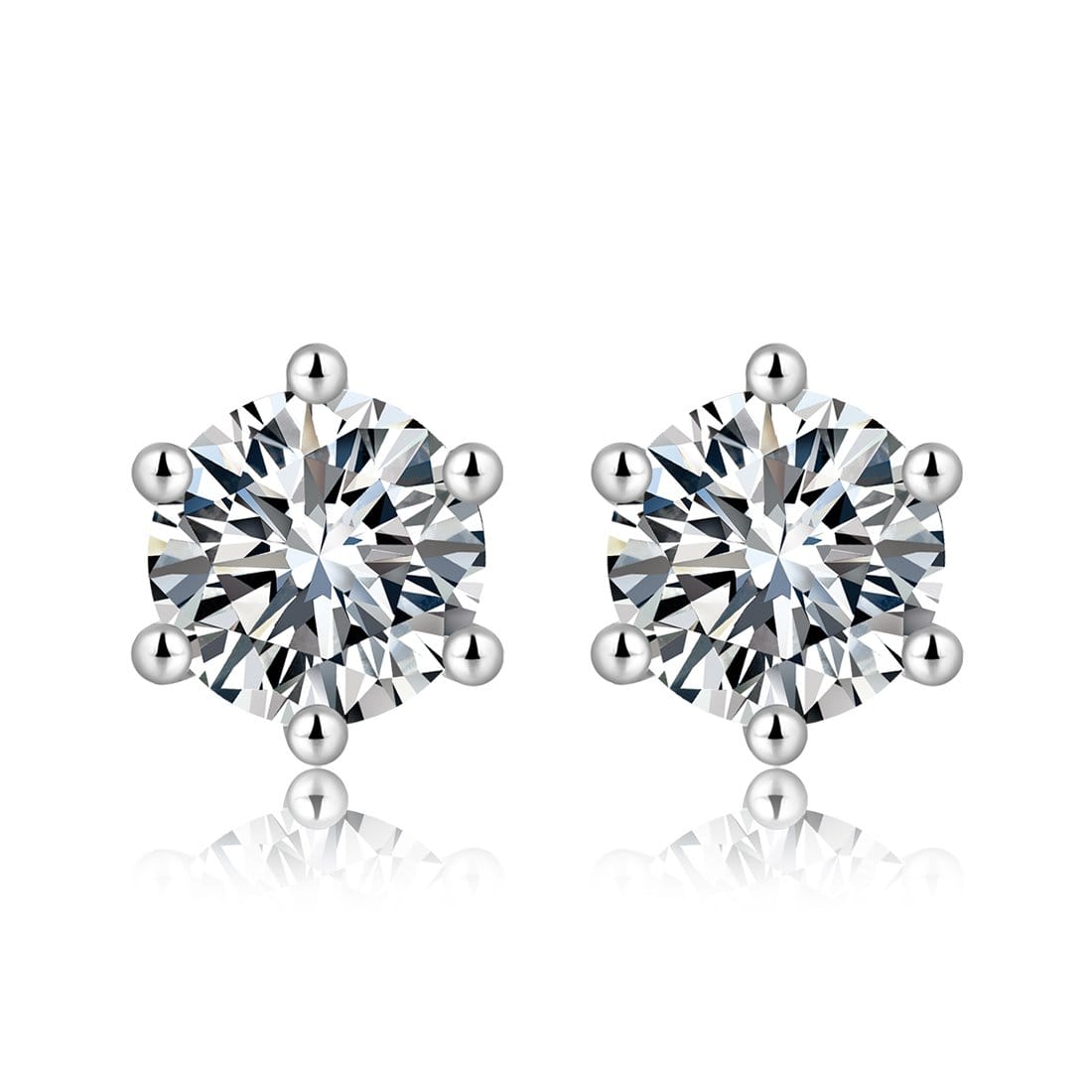 FANCIME Six Prong Moissanite Sterling Silver Studs Main