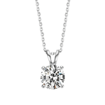 FANCIME Solitaire Moissanite Simulated 14k Solid White Gold Necklace Main