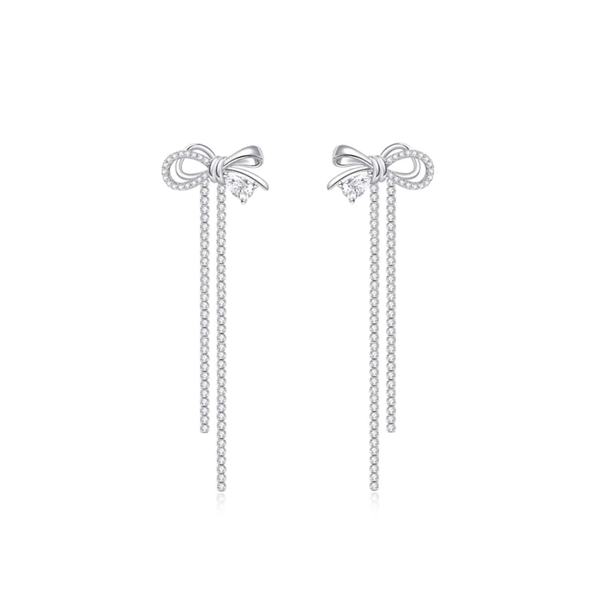 FANCIME "Satin Bow" Dangling Sterling Silver Earrings Main
