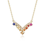 FANCIME "Rainbow Ruffle" Colored Sapphires 14K Yellow Gold Necklace Main
