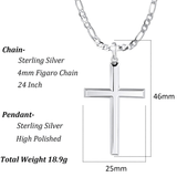 FANCIME High Polished Cross Sterling Silver Necklace Size