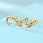 Delicate symbol stud designs moon butterfly heart with gemstones
