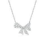 FANCIME "Sweet Pea" Bowtie Design White CZ Sterling Silver Necklace Main