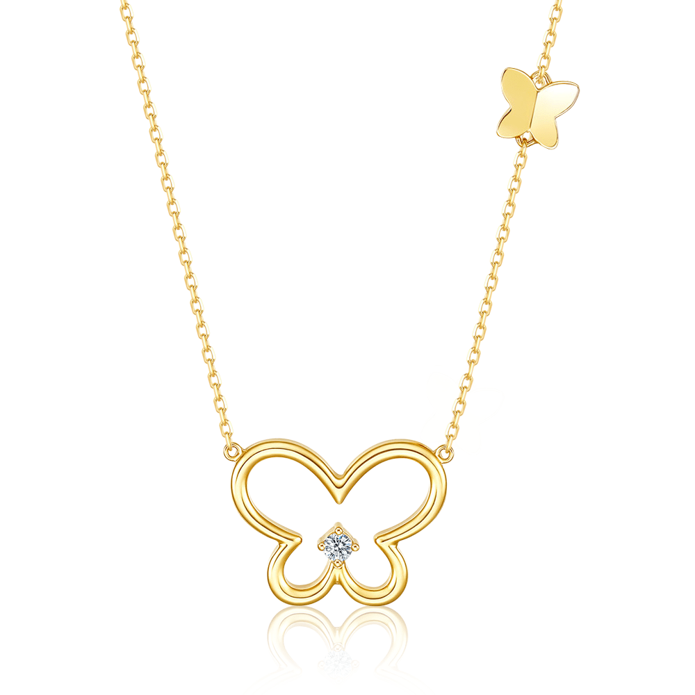 FANCIME "Golden Wings" Butterfly 14K Yellow Gold Necklace Main