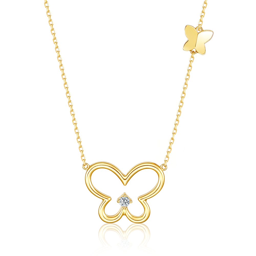 "Golden Wings" Butterfly 14K Yellow Gold Necklace