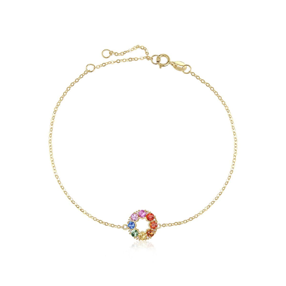 FANCIME "Rainbow Flower" colored sapphires 14k yellow gold Bracelet