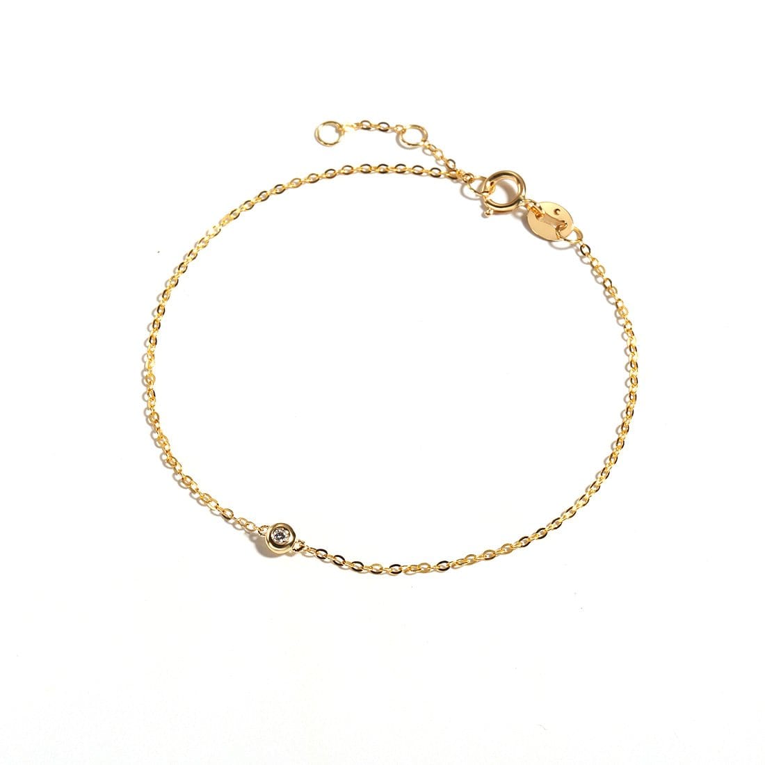 FANCIME One Diamond Minimalist 18K Solid Bracelet
