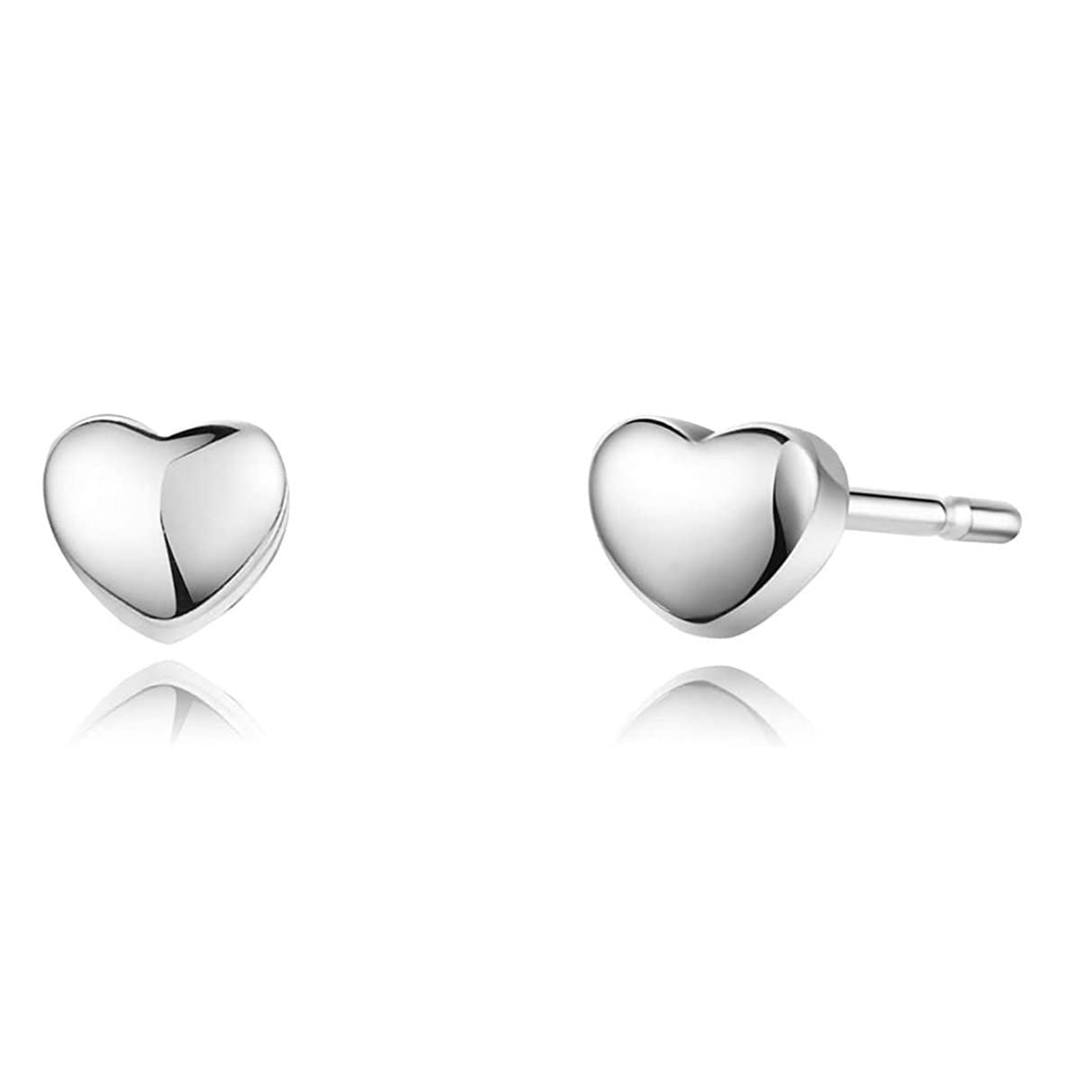 FANCIME "Heart Bubble" Minimalist Heart Platinum Stud Earrings Main