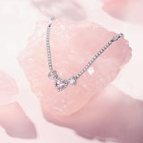 FANCIME "Ms Charming" Halo Heart Tennis Sterling Silver Necklace