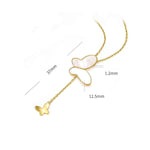 FANCIME "Fairy Pearl Duo" Mother Of Pearl Butterfly 14K Yellow Gold Necklace Size
