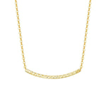 Hammered Effect Smile Bar Pendant Necklace in 18K Yellow Gold