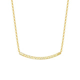 Hammered Effect Smile Bar Pendant Necklace in 18K Yellow Gold