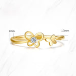 FANCIME "Golden Wings" Diamond  Butterfly 14K Yellow Gold Ring Szie