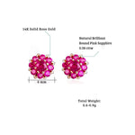 FANCIME Ruby Cluster Flower 14k Rose Gold Stud Earrings Size