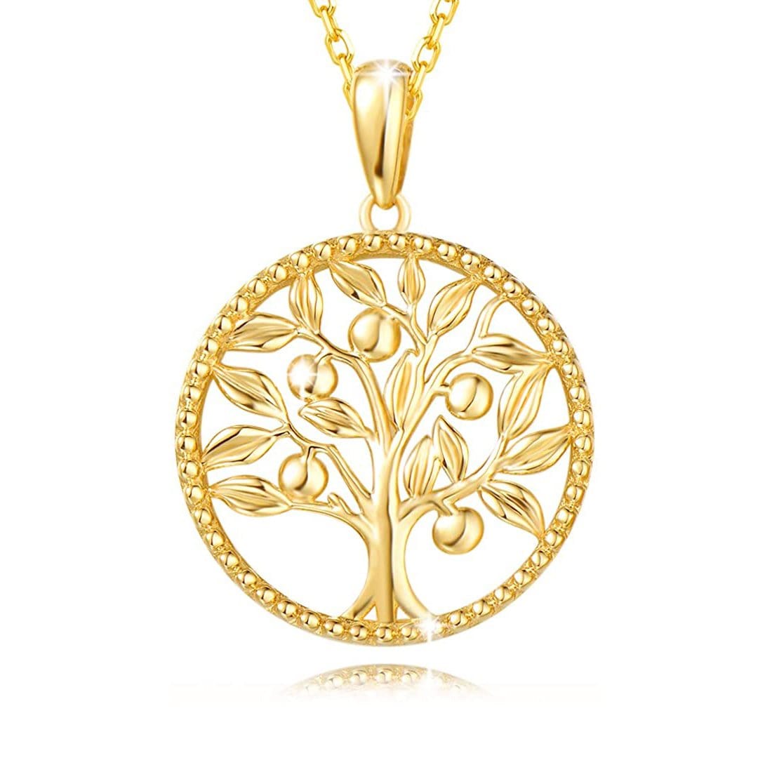 FANCIME Tree of Life 14K Solid Yellow Gold Necklace Main