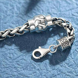 FANCIME Men's Wheat Link Chain Sterling Silver Bracelet Link