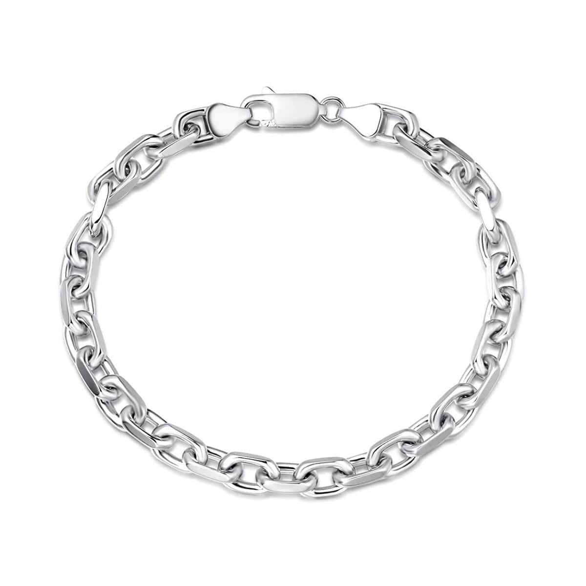 FANCIME Men's Oval Cable Chain Sterling Silver Bracelet Main