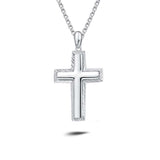 FANCIME Diamond Cut Cross Sterling Silver Necklace Main