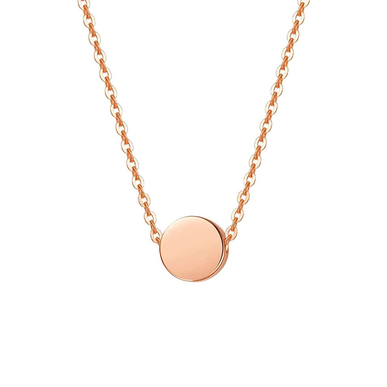 FANCIME Minimalist Coin 14K Rose Gold Necklace Main