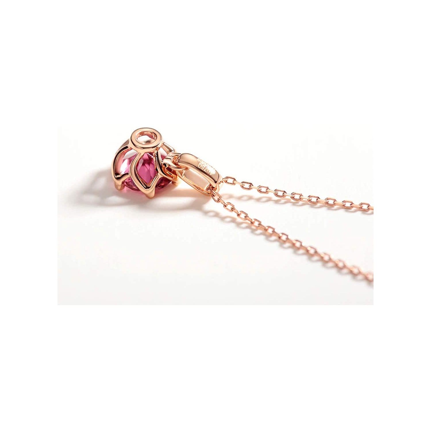 FANCIME Solitaire Dainty 14K Rose Gold Necklace Back