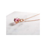 FANCIME Solitaire Dainty 14K Rose Gold Necklace Side